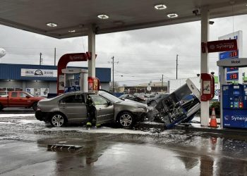 Car Crash at Junction City Gas Station Causes Fire, Damages Pump